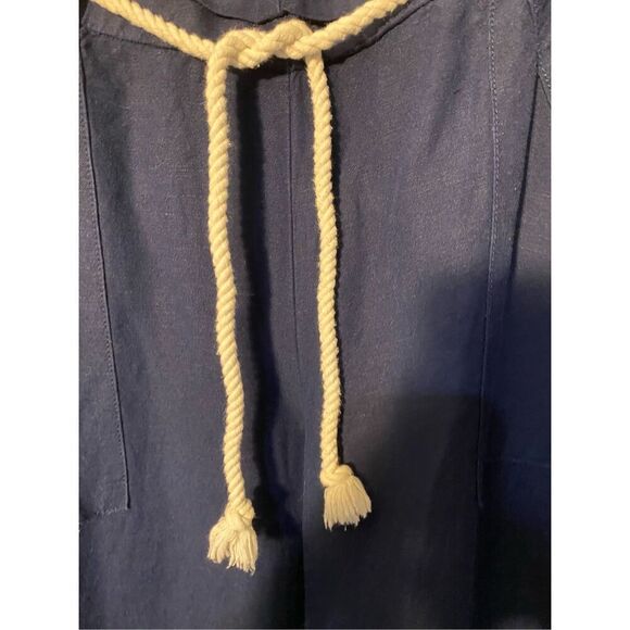 Loft women’s linen blend, navy blue nautical, style, wide, leg, Capri S/M - Picture 5 of 6